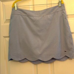 Vineyard Vines blue and white striped Mini Skort with Scalloped Hem